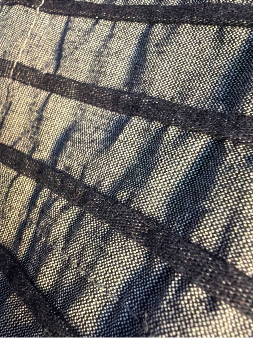 UGG fabric shower curtain cotton polyester blend 72”x72” denim blue dark stripes